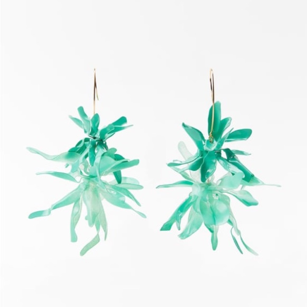 Zara Green Floral Earrings